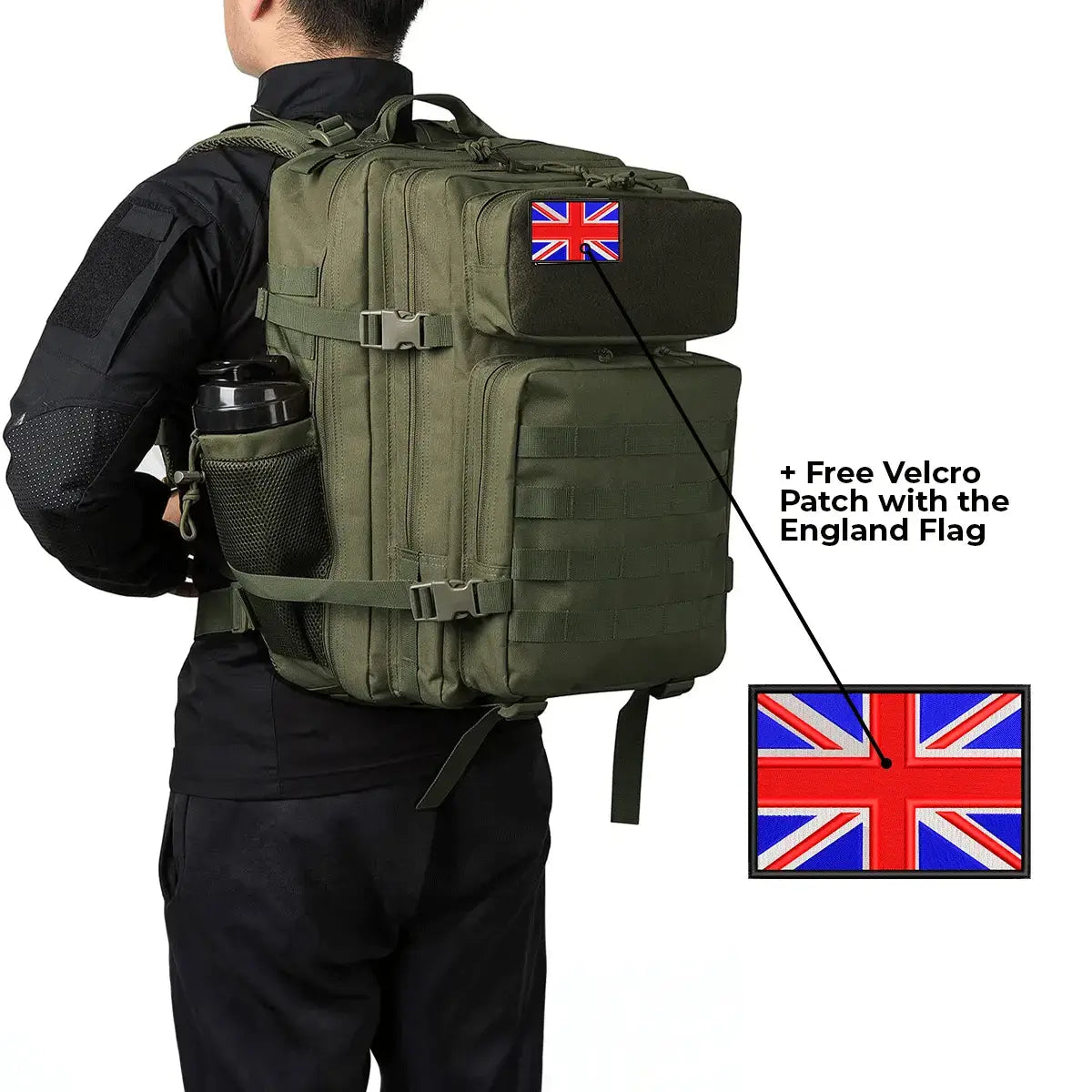 Exodus® Military Tactical Backpack (+ Free Velcro Patch with the England Flag)